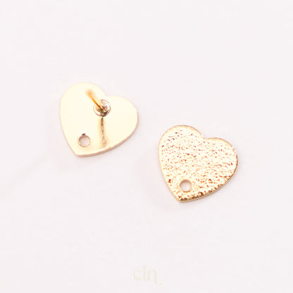 Heart speckled 10mm stud 14K gold plated - Earring findings - CLN Atelier