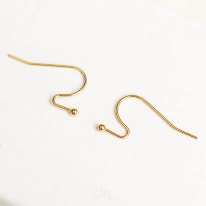 Hook 18K gold plated with ball end - Earring findings - CLN Atelier