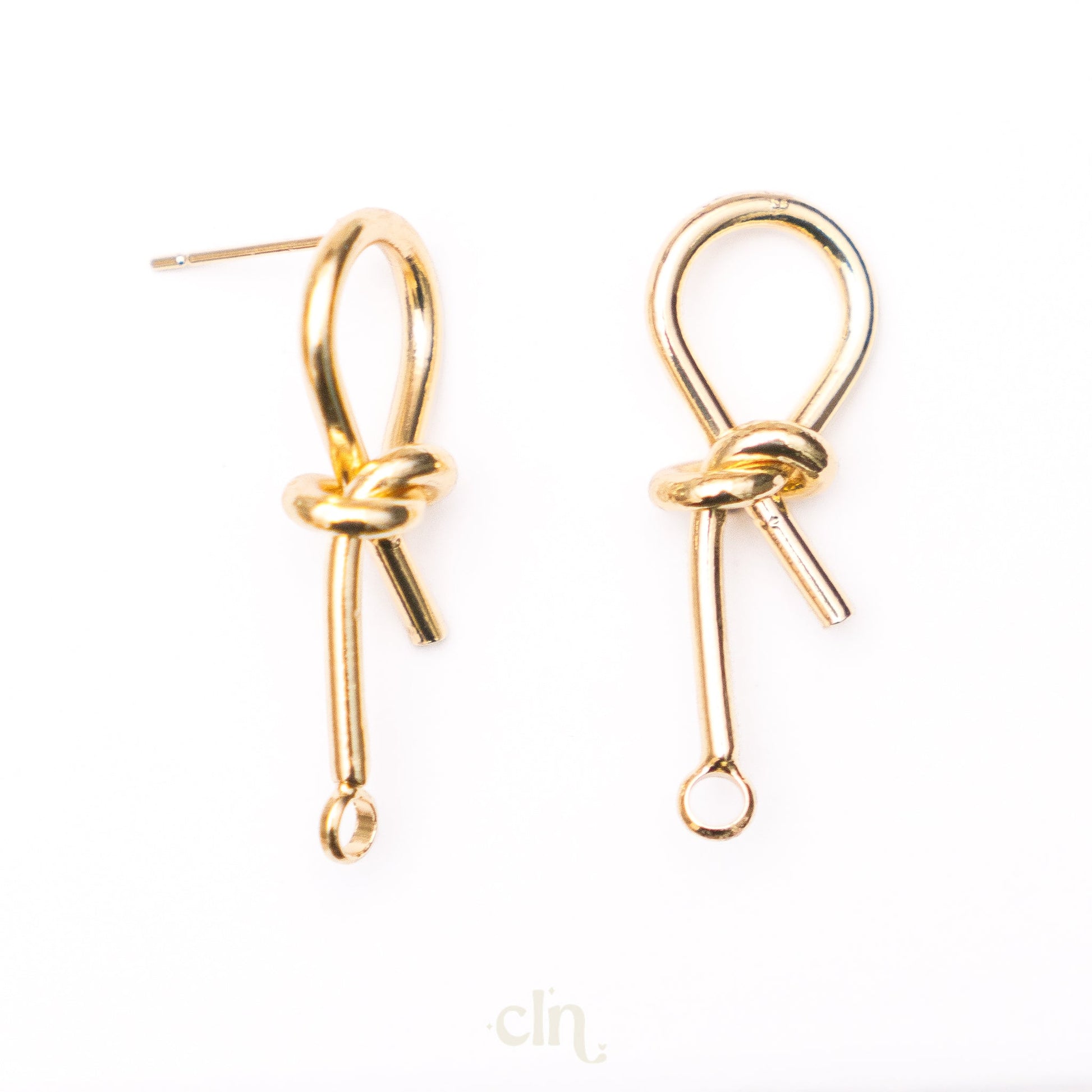 Knot stud with loop long gold - Earring findings - CLN Atelier