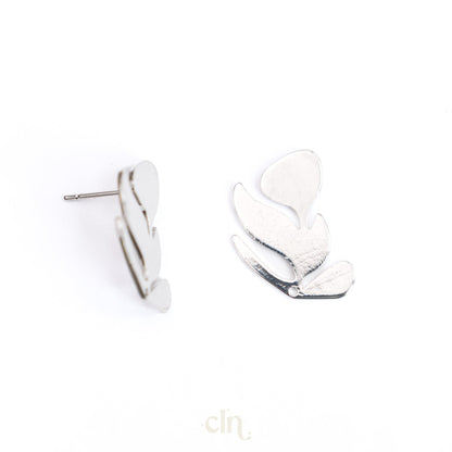 Leaf stud silver - shiny - Earring findings - CLN Atelier