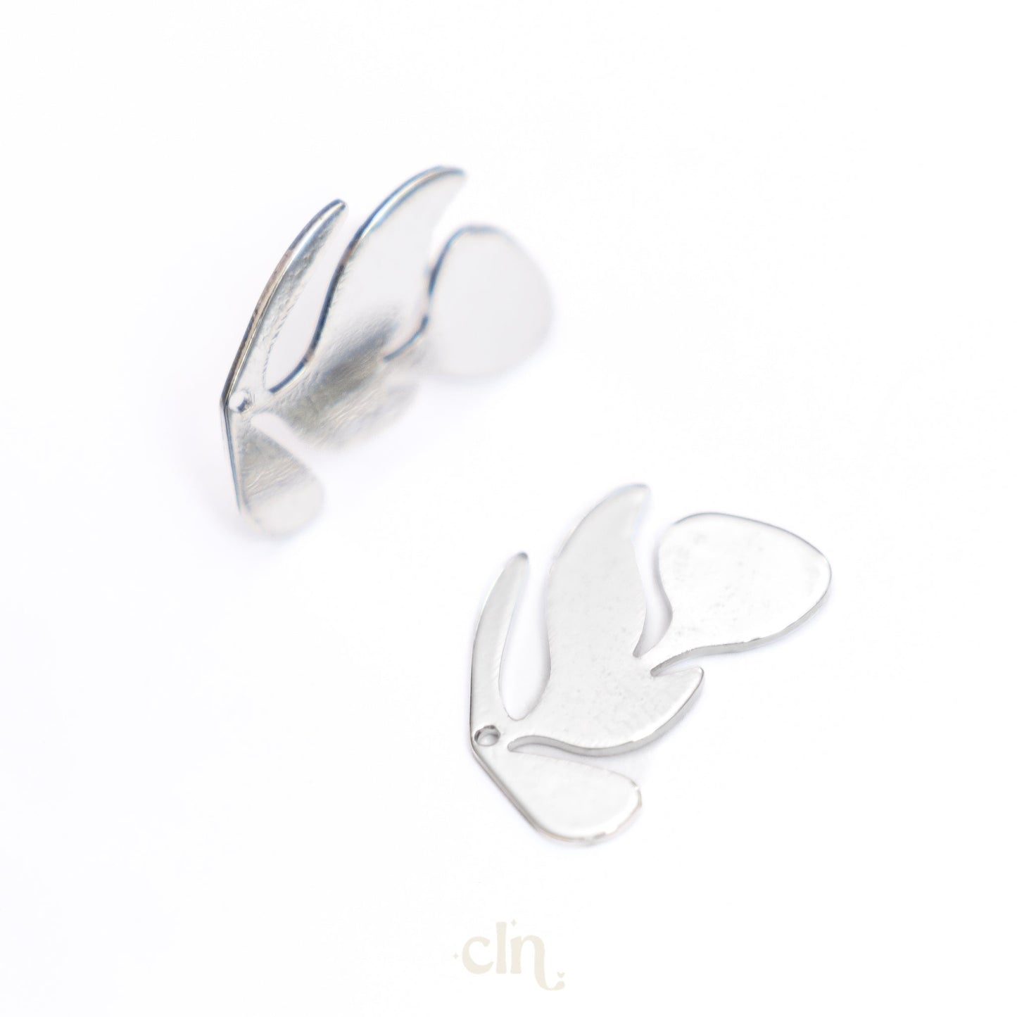 Leaf stud silver - shiny - Earring findings - CLN Atelier