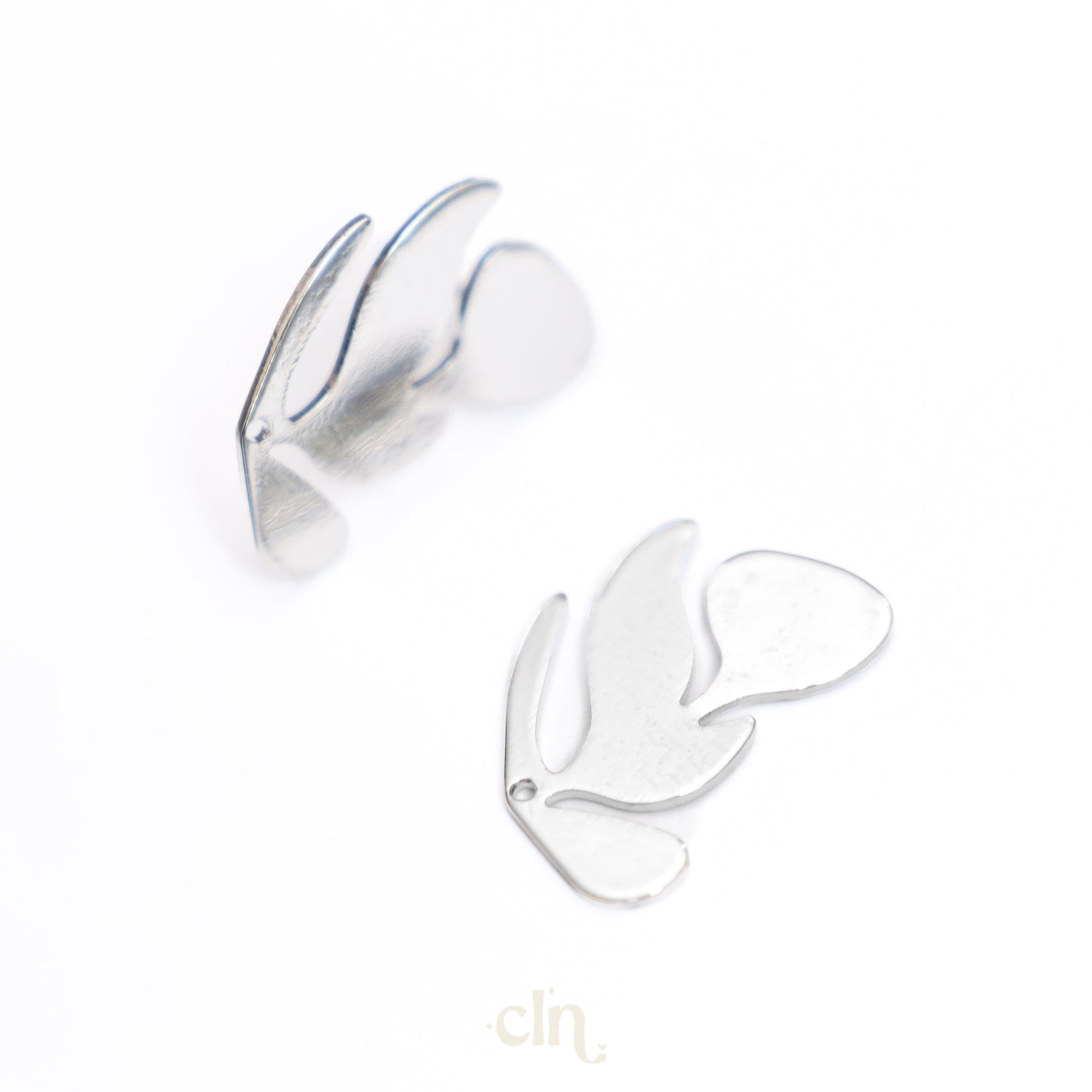 Leaf stud silver - shiny - Earring findings - CLN Atelier