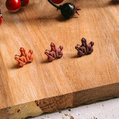 Maple leaf studs (3 colors) - Earrings - CLN Atelier