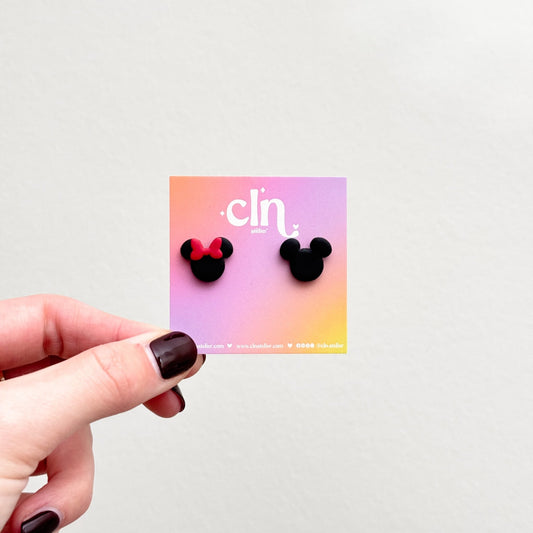 Mickey & Minnie studs black - Earrings - CLN Atelier