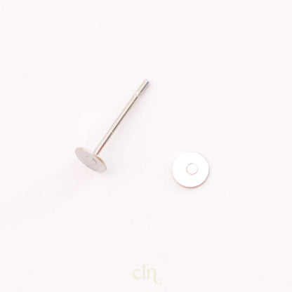 Mini flat earring post (4mm) stainless steel - Earring findings - CLN Atelier