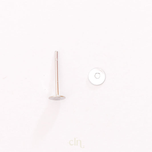 Mini flat earring post (4mm) stainless steel - Earring findings - CLN Atelier