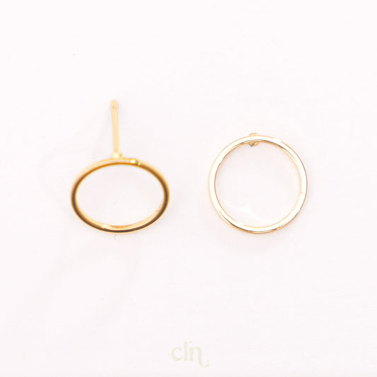 Open circle stud 12mm 18K gold plated - Earring findings - CLN Atelier