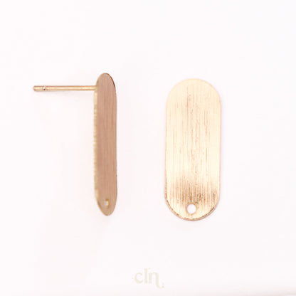 Oval brushed posts 18K gold plated - Earring findings - CLN Atelier