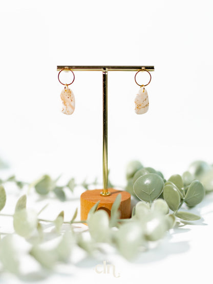 Pastel faux stones - beige and gold - Earrings - CLN Atelier