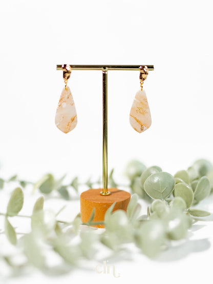 Pastel faux stones - beige and gold - Earrings - CLN Atelier