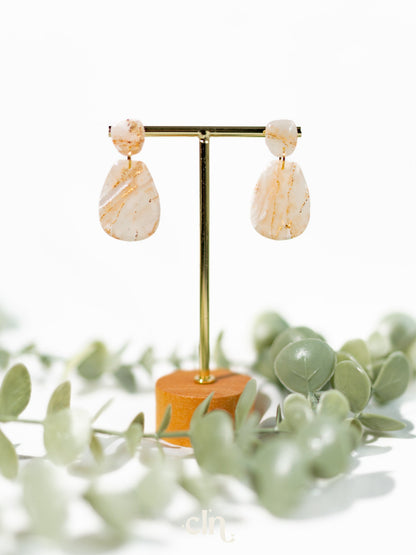 Pastel faux stones - beige and gold - Earrings - CLN Atelier