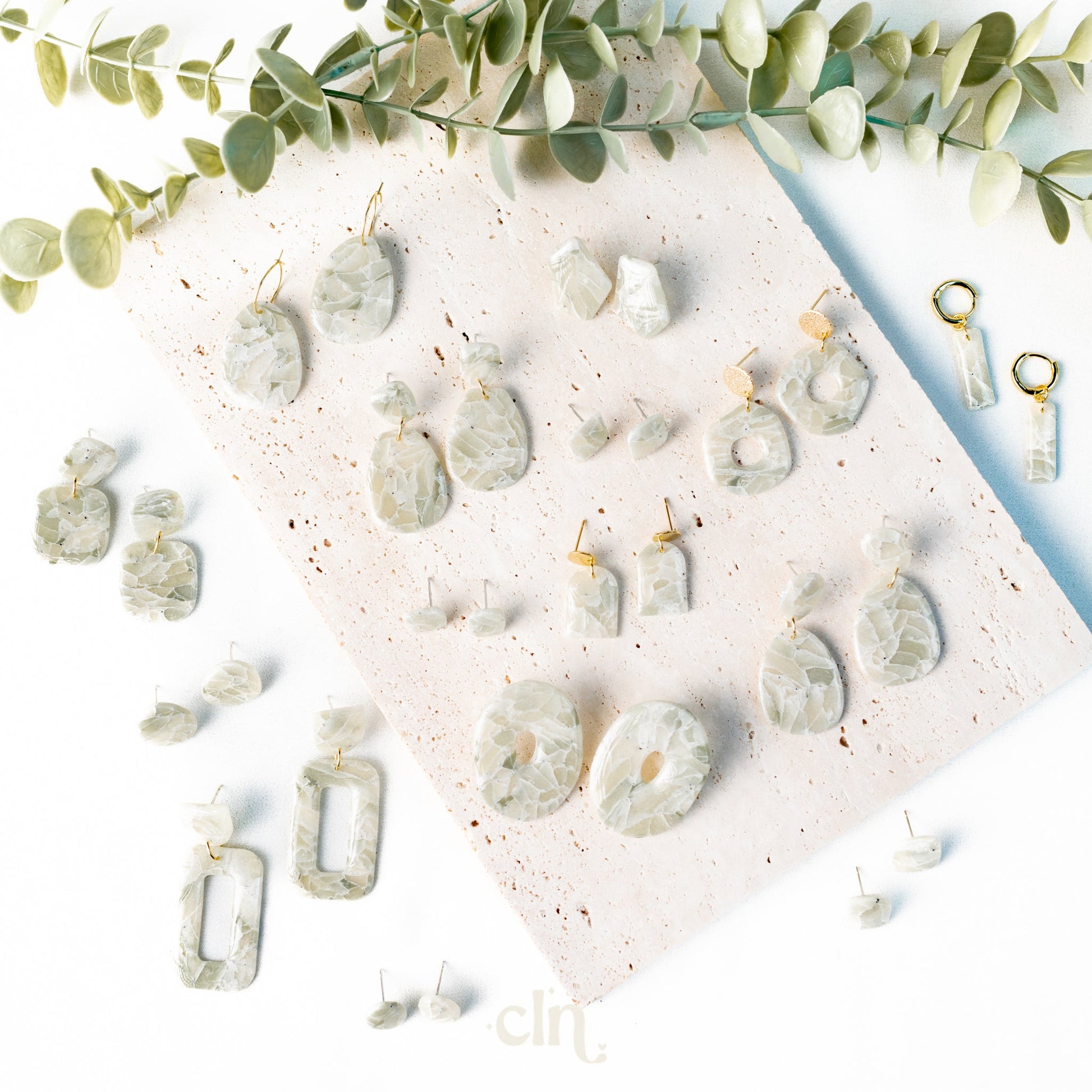 Pastel faux stones - greens - Earrings - CLN Atelier