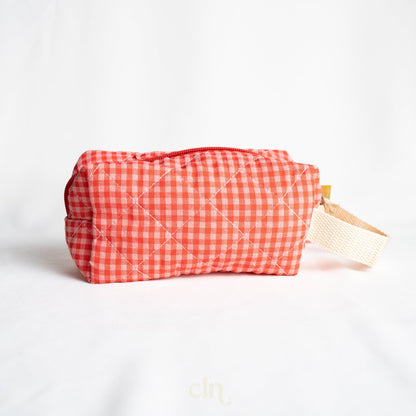 Pink and red ginham make - up bag - Earrings - CLN Atelier