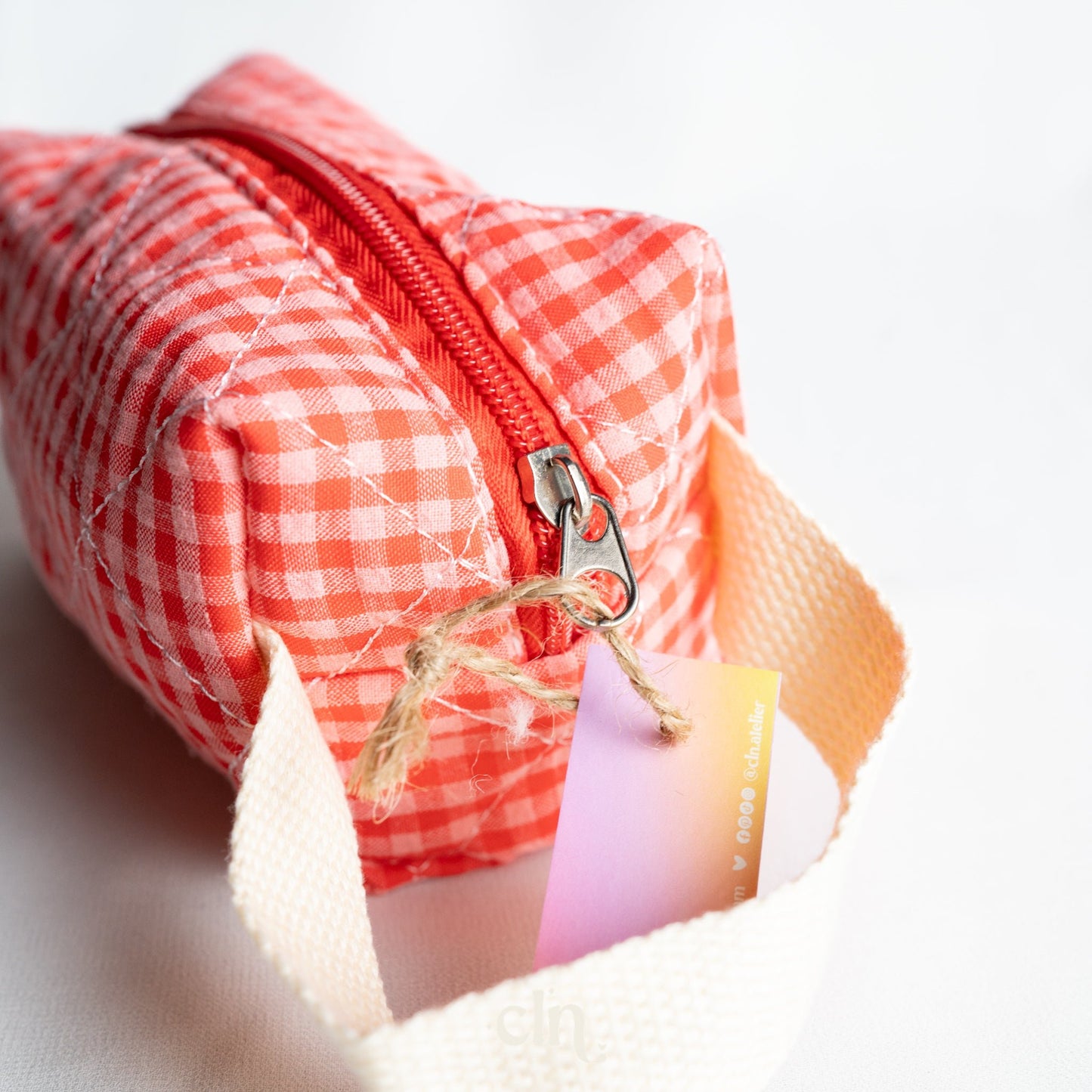 Pink and red ginham make - up bag - Earrings - CLN Atelier