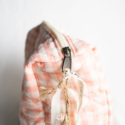 Pink and white gingham toiletry bag - Earrings - CLN Atelier