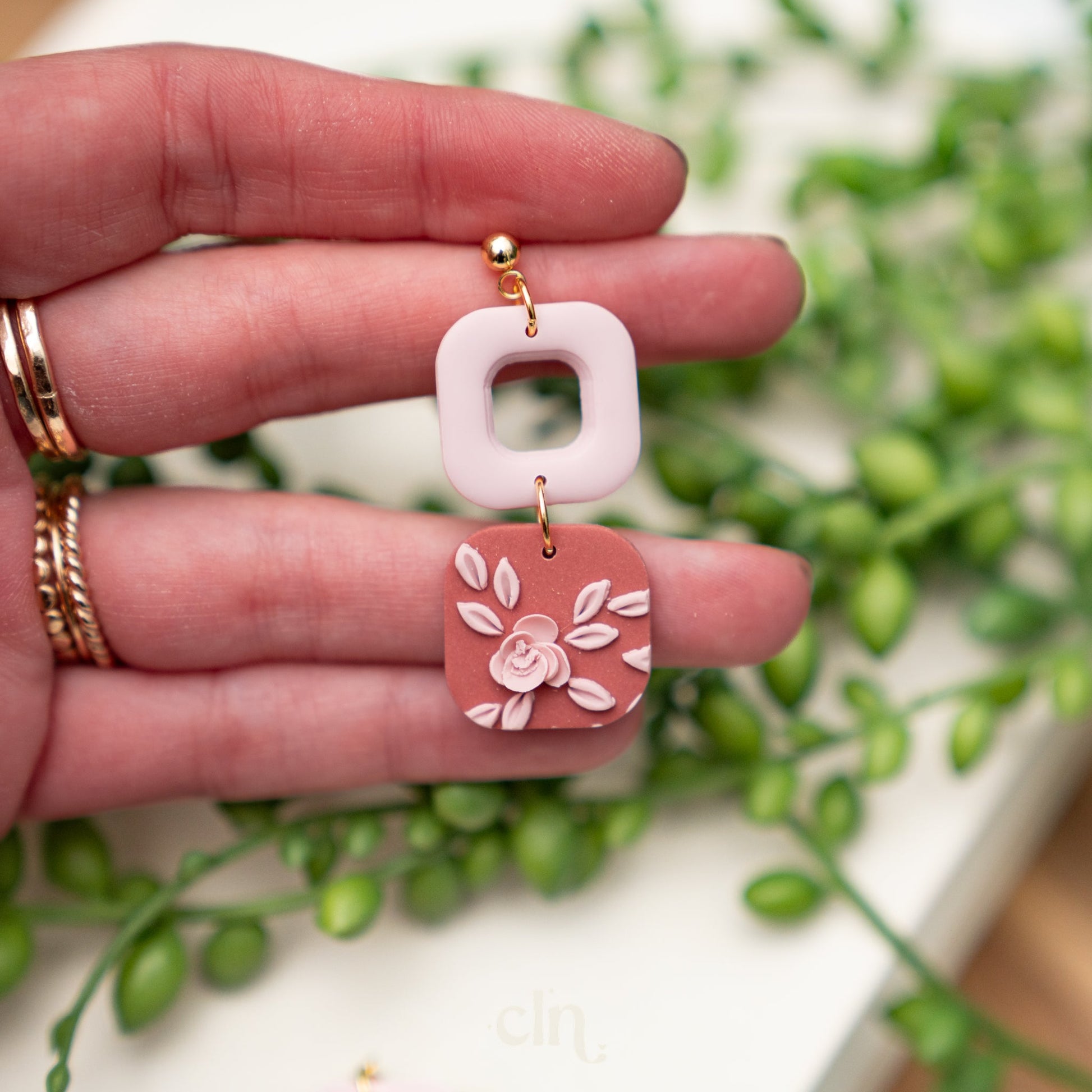 Pink roses - A - Earrings - CLN Atelier