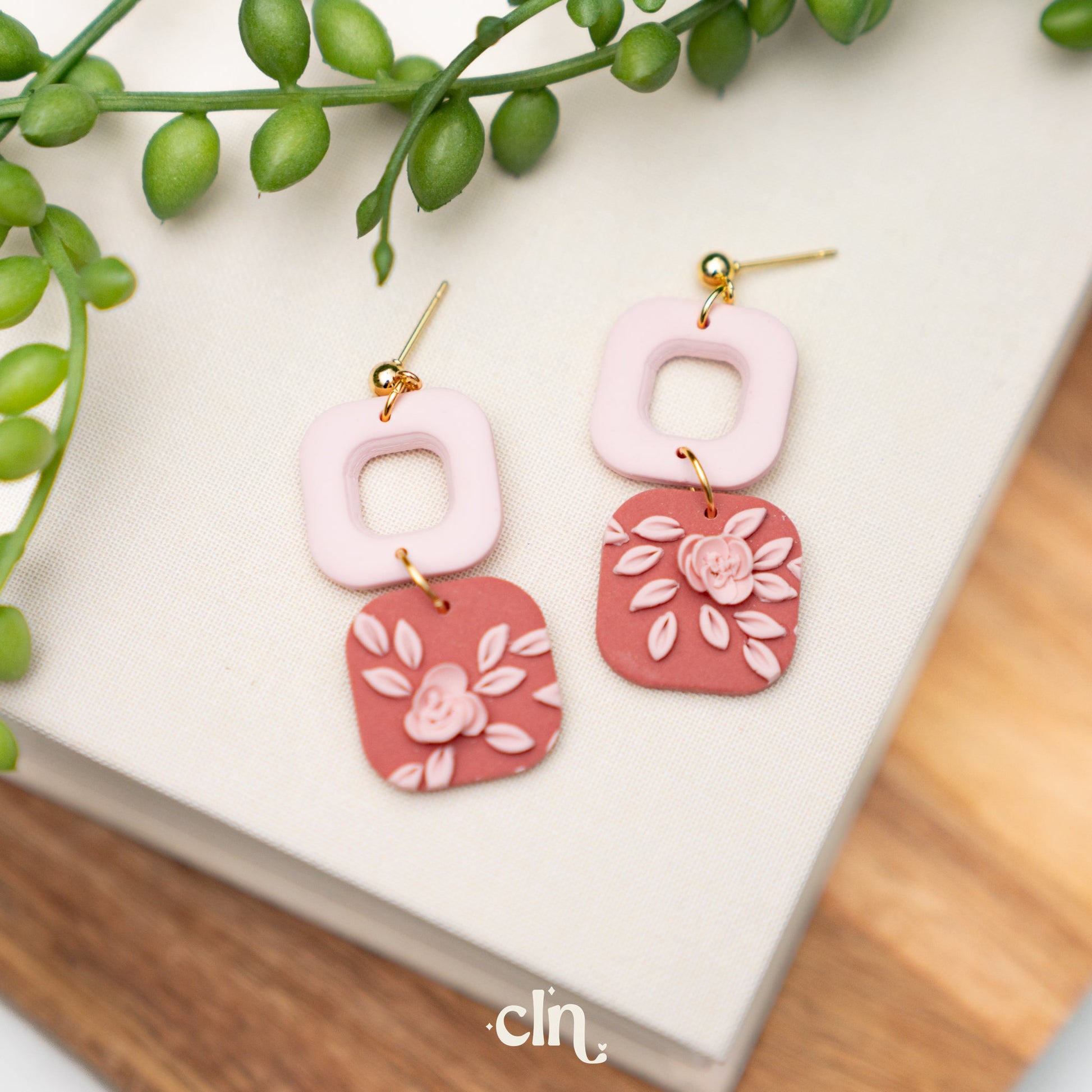 Pink roses - A - Earrings - CLN Atelier