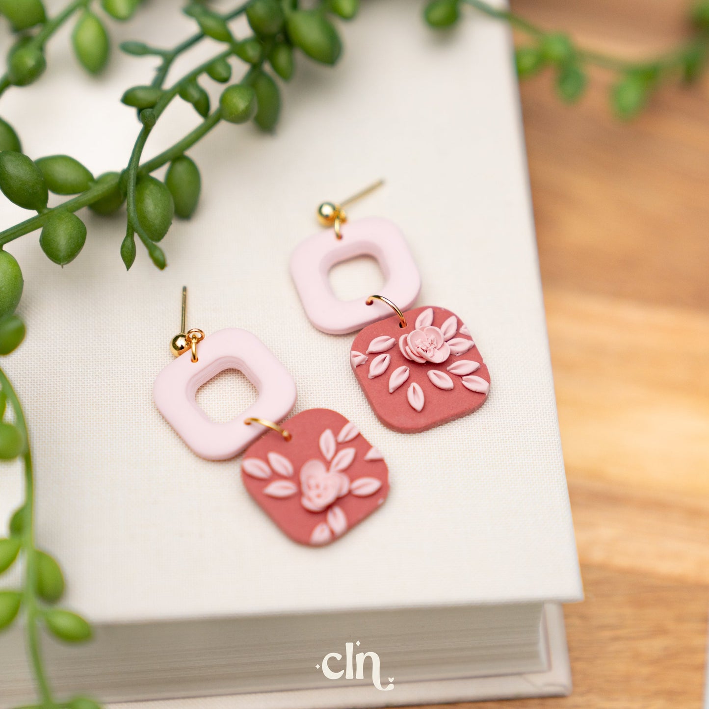 Pink roses - A - Earrings - CLN Atelier