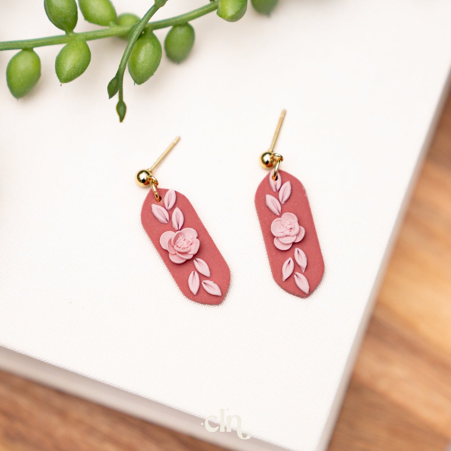 Pink roses - E - Earrings - CLN Atelier