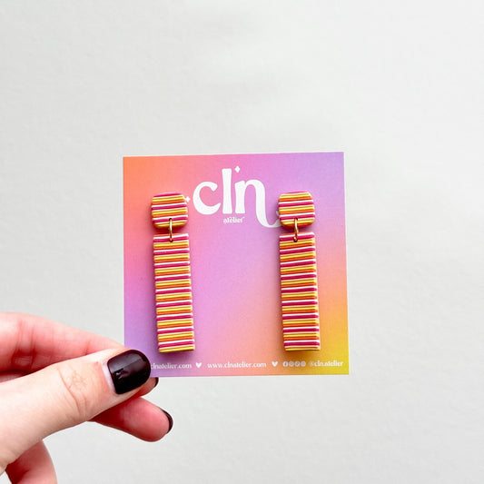 Rectangle striped dangles - Earrings - CLN Atelier