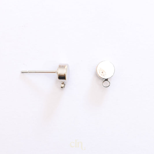 Round 6mm stud with loop silver - Earring findings - CLN Atelier