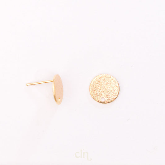 Round speckled stud 10mm 18K gold plated - Earring findings - CLN Atelier