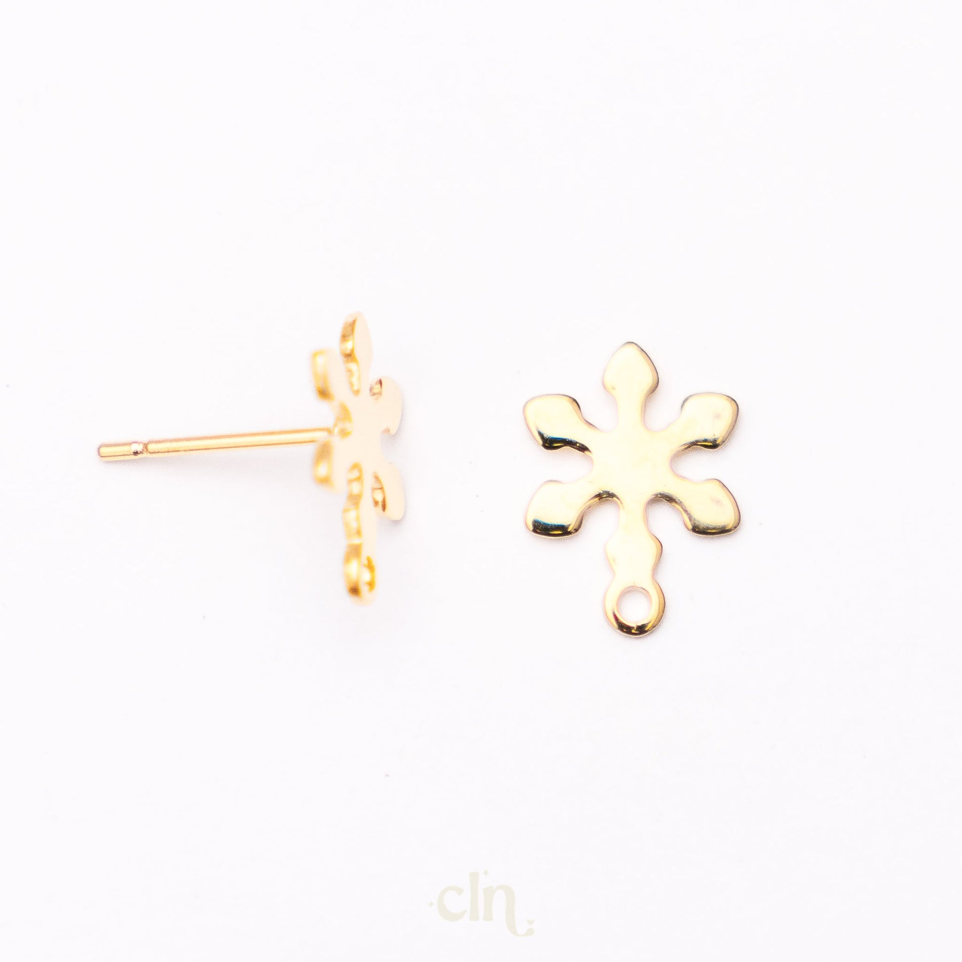 Snowflake stud with loop gold - Earring findings - CLN Atelier