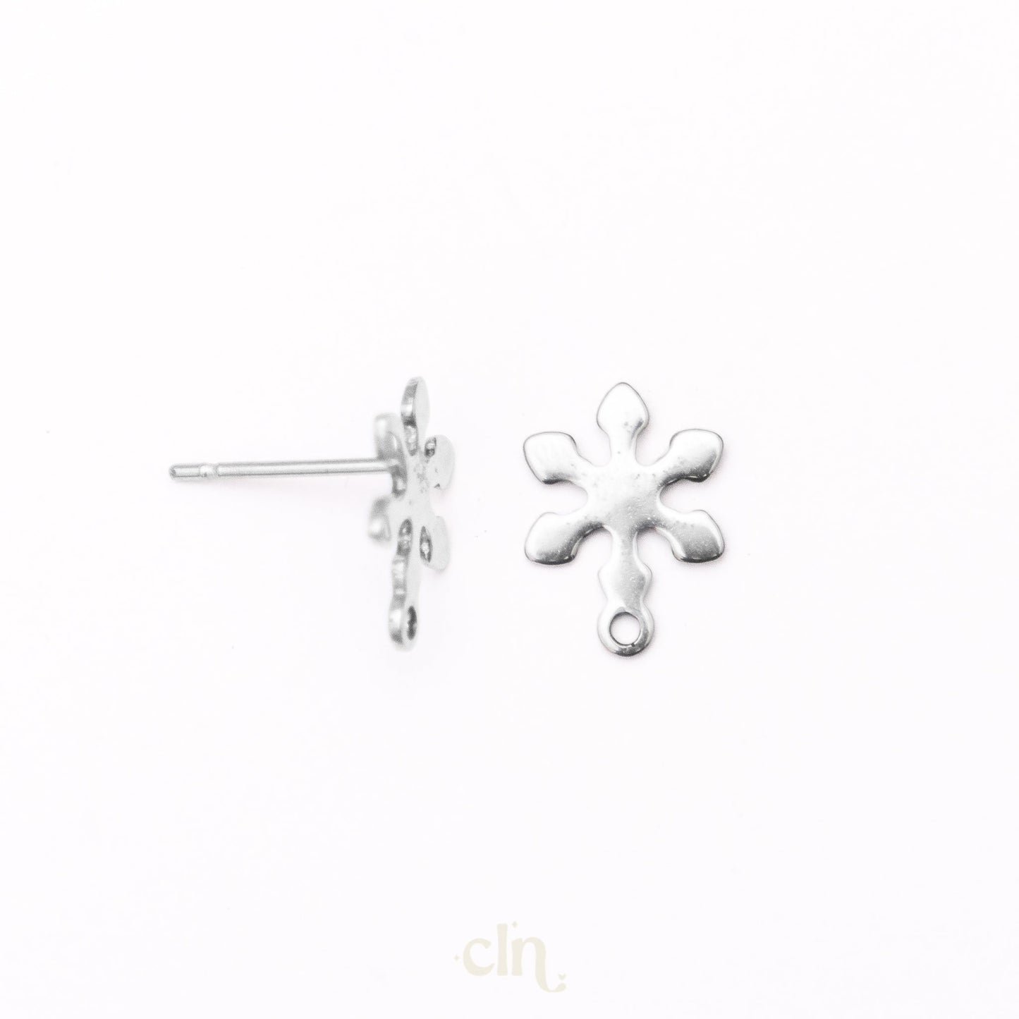 Snowflake stud with loop silver - Earring findings - CLN Atelier