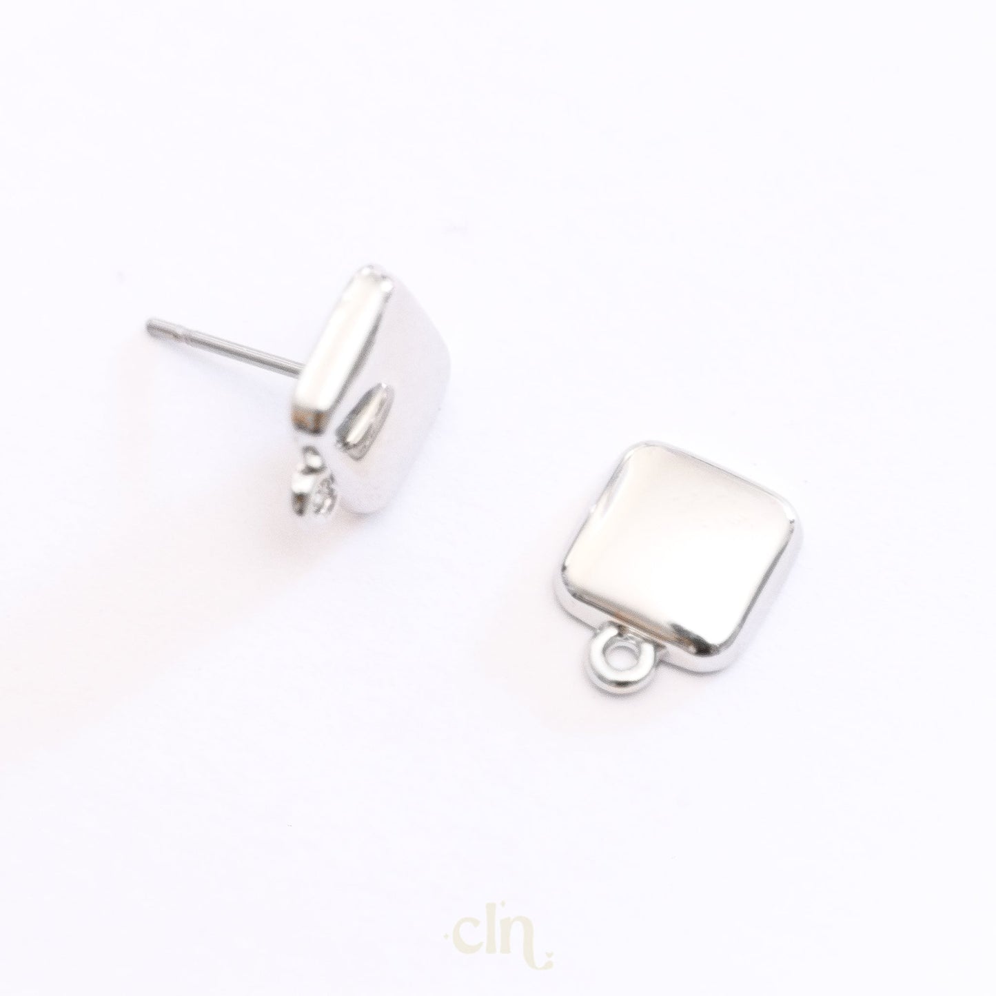 Square stud with loop silver - Earring findings - CLN Atelier