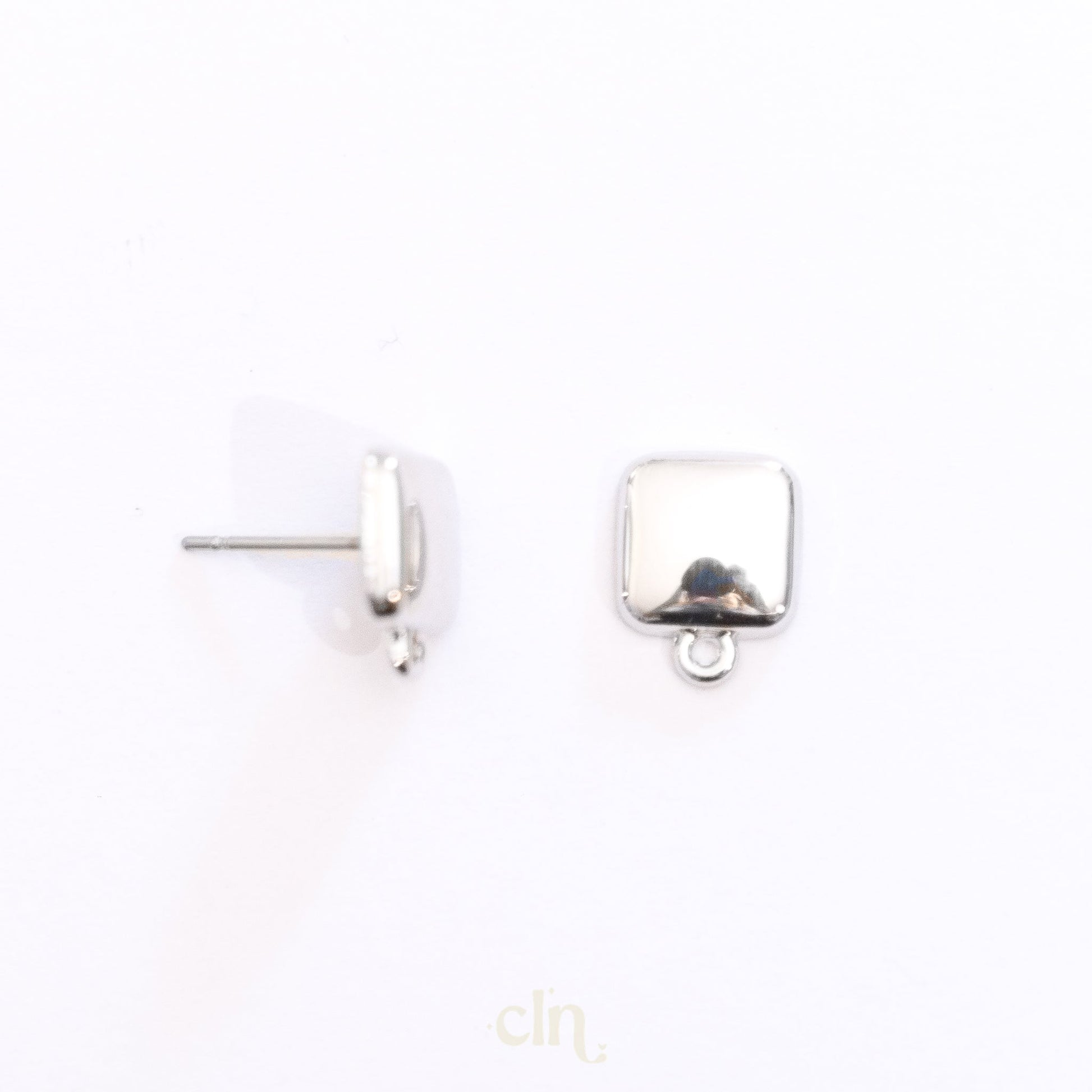 Square stud with loop silver - Earring findings - CLN Atelier