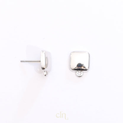 Square stud with loop silver - Earring findings - CLN Atelier