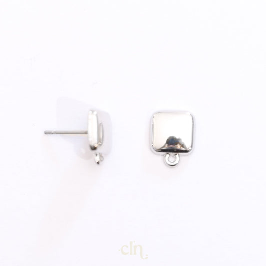 Square stud with loop silver - Earring findings - CLN Atelier