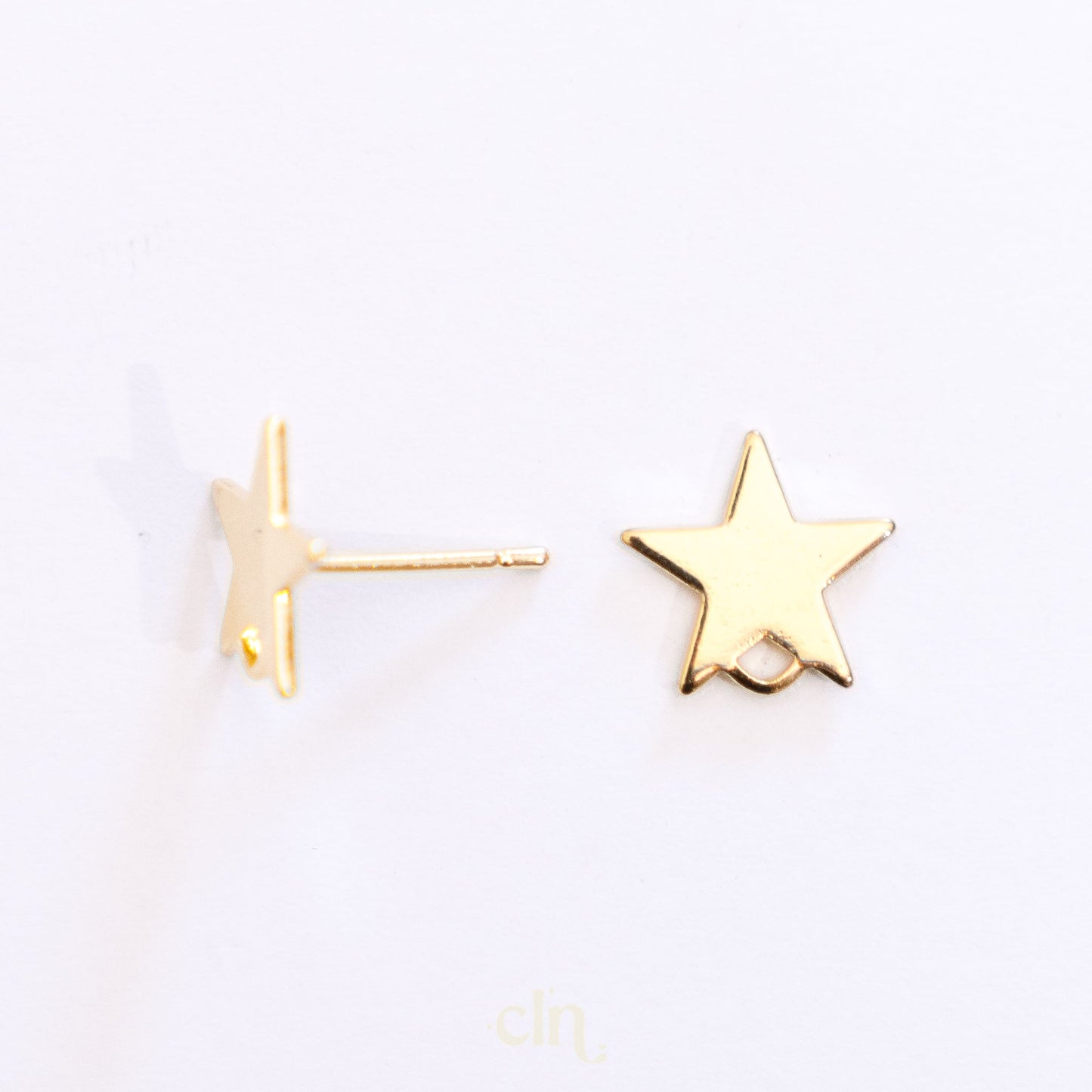 Star stud with loop 18K gold plated - Earring findings - CLN Atelier