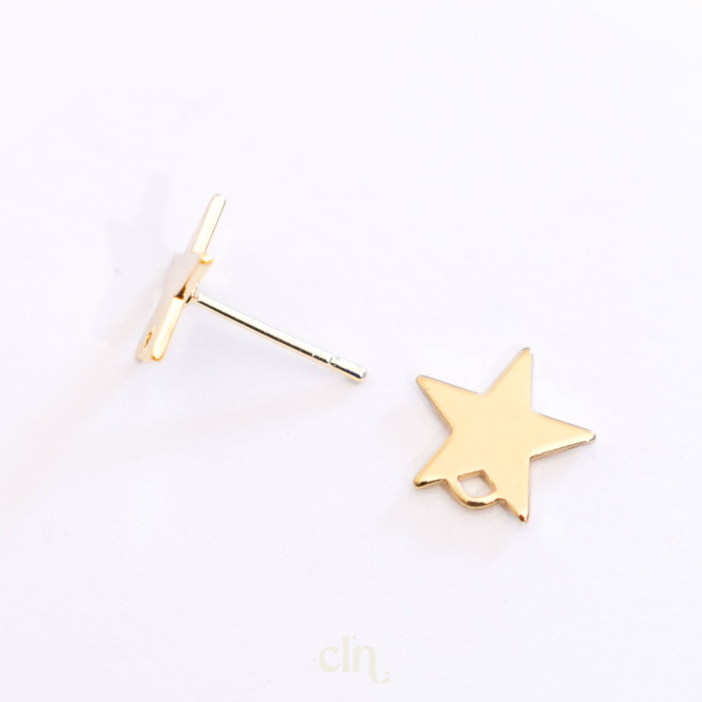 Star stud with loop 18K gold plated - Earring findings - CLN Atelier