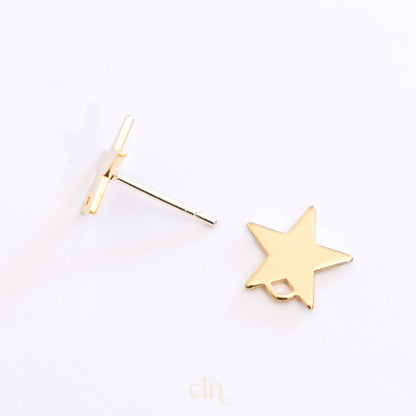 Star stud with loop 18K gold plated - Earring findings - CLN Atelier