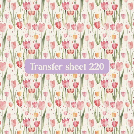 Transfer sheet 220 - Tulips, flower, pink - Transfer paper - CLN Atelier