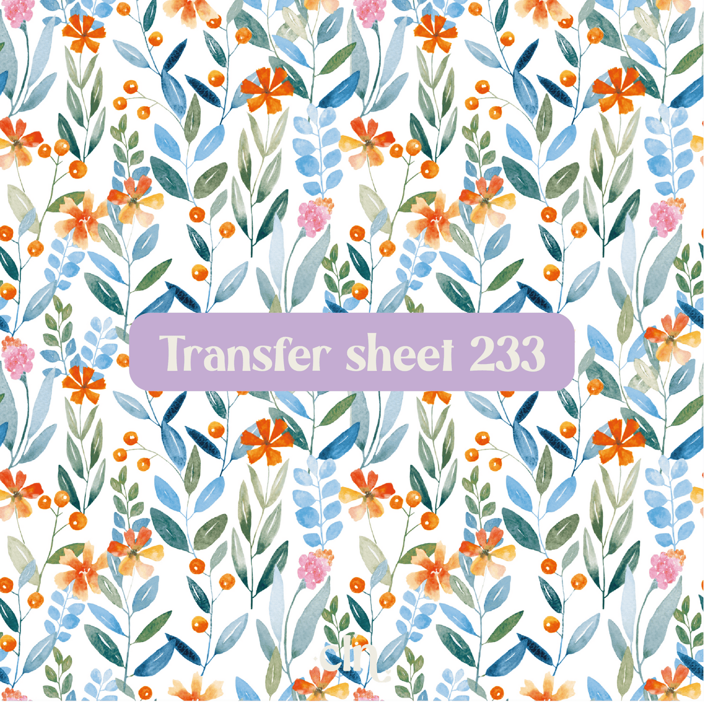 Transfer sheet 233 - Blue and yellow watercolor flowers - Transfer paper - CLN Atelier