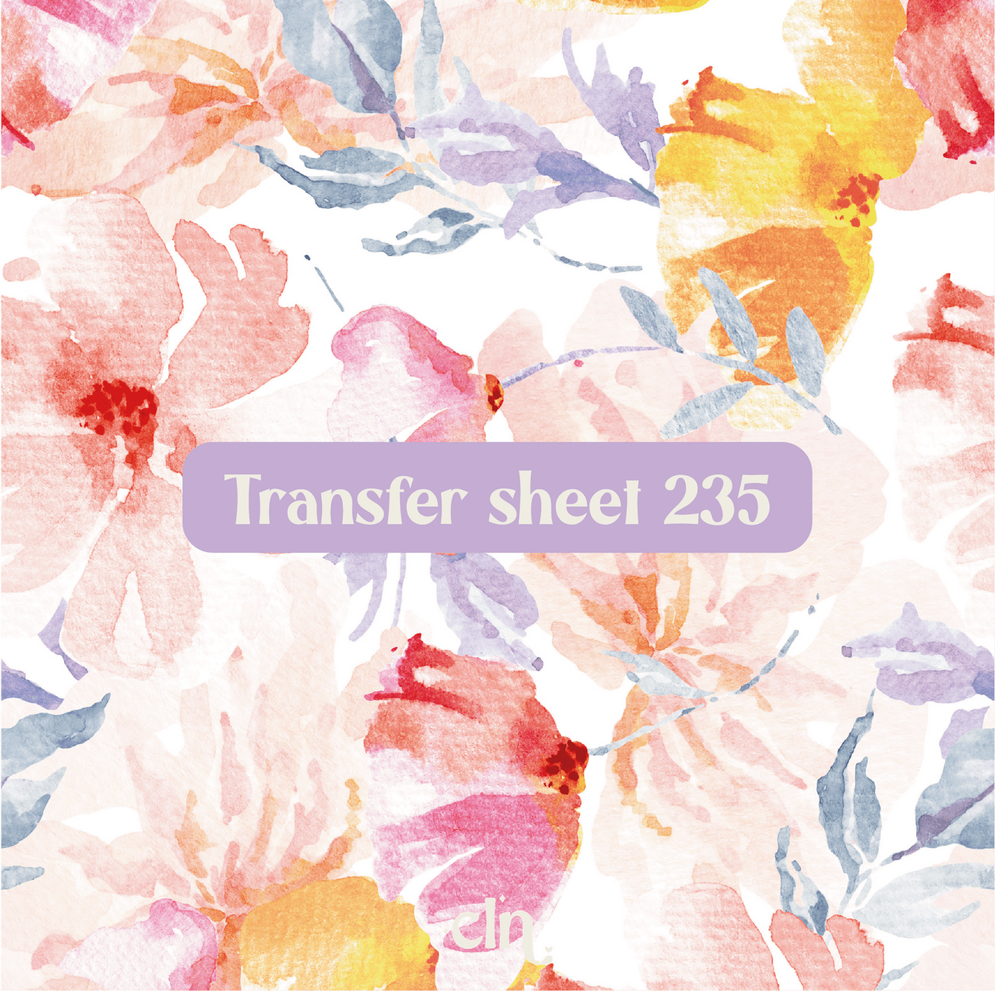 Transfer sheet 235 - Watercolor flowers pink, blue, yellow - Transfer paper - CLN Atelier