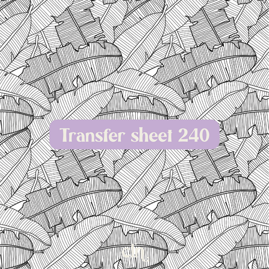 Transfer sheet 240 - Banana leaves, black and white - Transfer paper - CLN Atelier