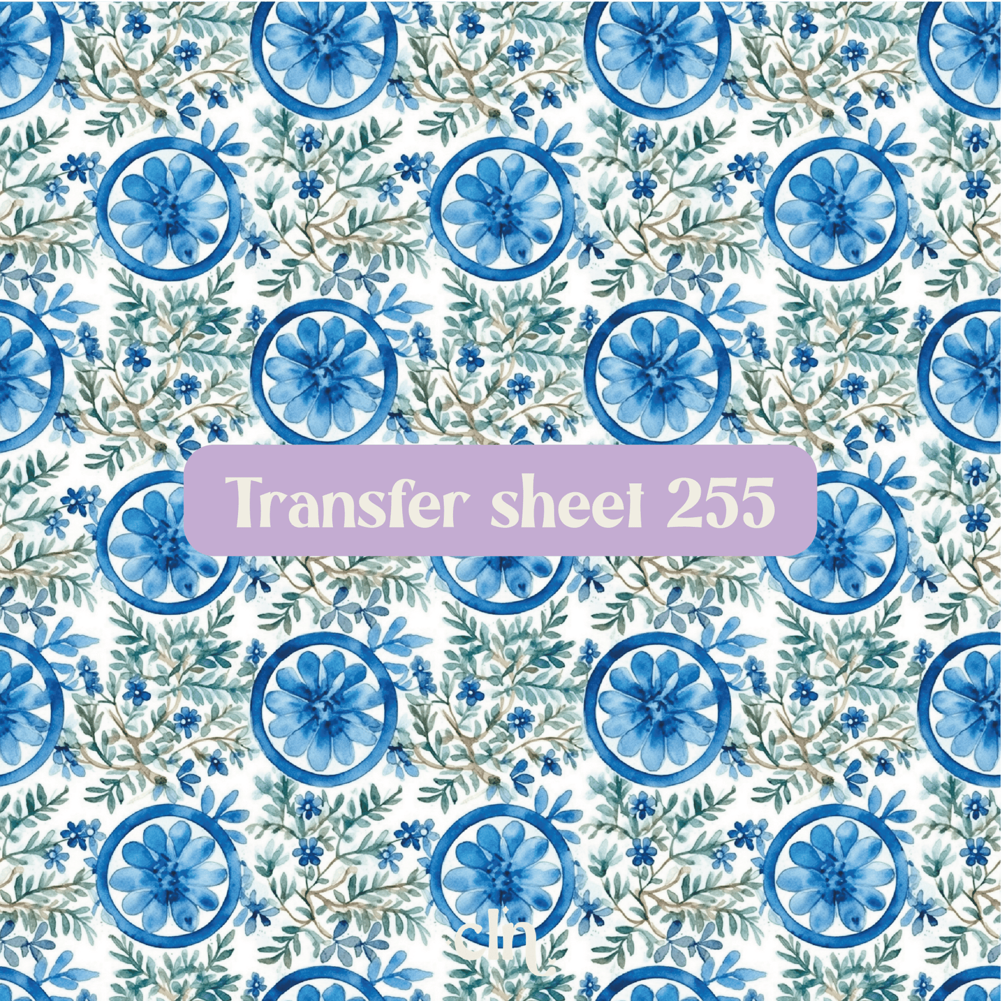 Transfer sheet 255 - Watercolor blue leaves - Transfer paper - CLN Atelier