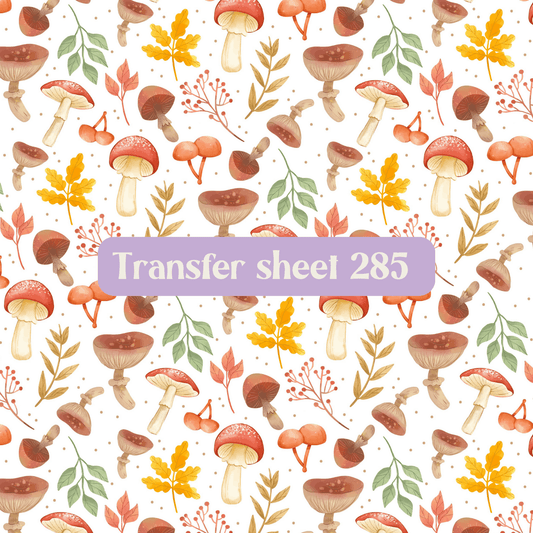 Transfer sheet 285 - Mushrooms, leaves, fall - Transfer paper - CLN Atelier