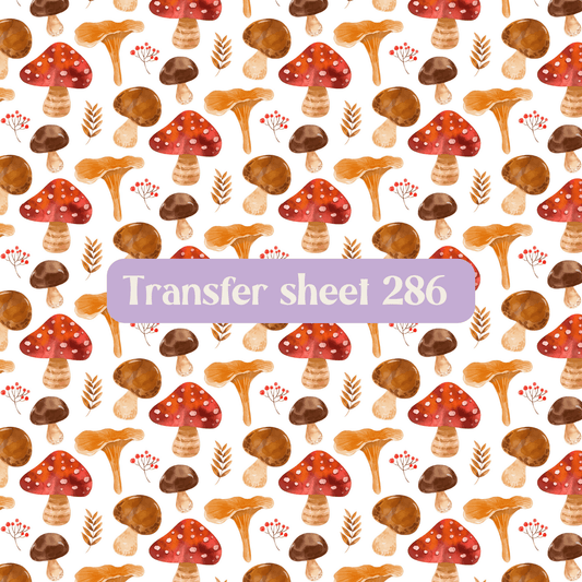 Transfer sheet 286 - Mushrooms, leaves, fall - Transfer paper - CLN Atelier
