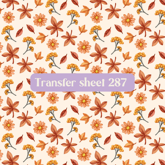 Transfer sheet 287 - Fall leaves, orange - Transfer paper - CLN Atelier