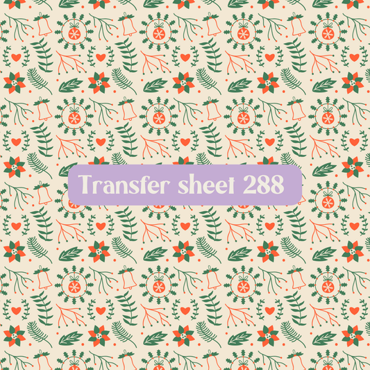 Transfer sheet 288 - Christmas leaves, holly, winter - Transfer paper - CLN Atelier