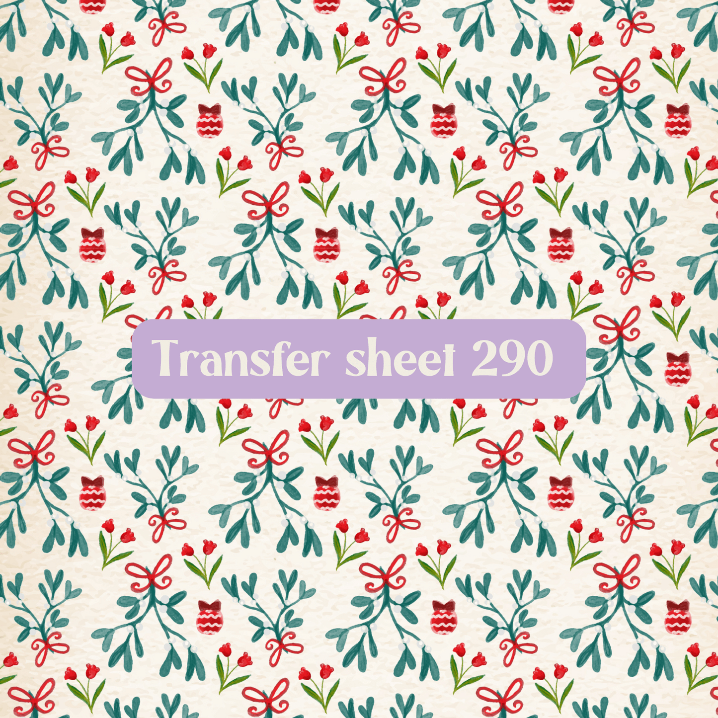 Transfer sheet 290 - Mistletoe, Christmas, Winter, green - Transfer paper - CLN Atelier