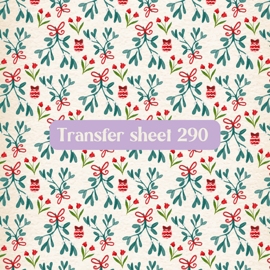 Transfer sheet 290 - Mistletoe, Christmas, Winter, green - Transfer paper - CLN Atelier