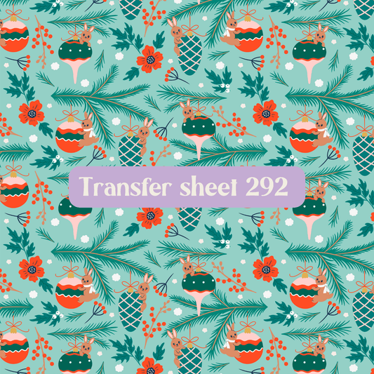Transfer sheet 292 - Christmas, Winter, ornaments, green - Transfer paper - CLN Atelier