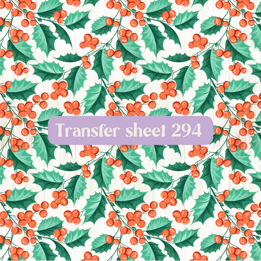 Transfer sheet 294 - Christmas, holly - Transfer paper - CLN Atelier