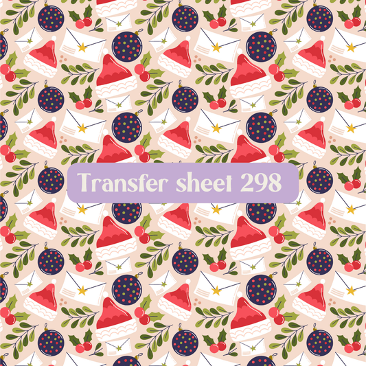 Transfer sheet 298 - Christmas hat, mistletoe, winter - Transfer paper - CLN Atelier