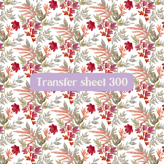 Transfer sheet 300 - Red flowers, burgundy - Transfer paper - CLN Atelier